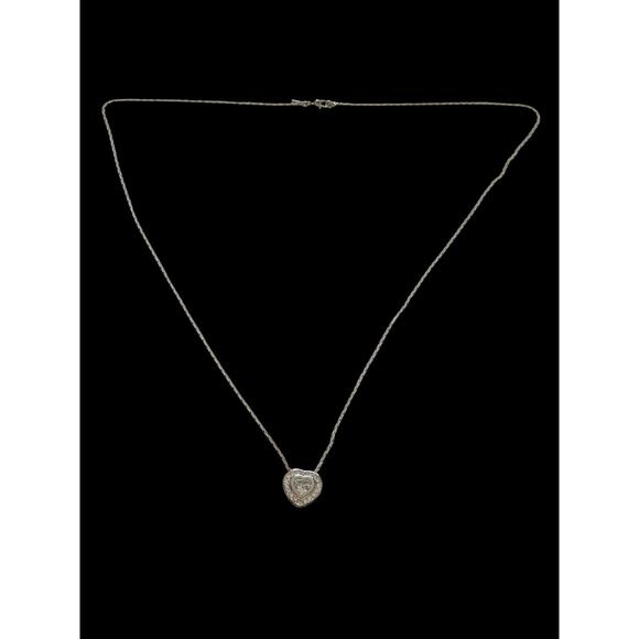 925 Sterling Silver Cubic Zirconia Heart Pendant DCI Necklace 13” Monet Chain - Picture 2 of 11